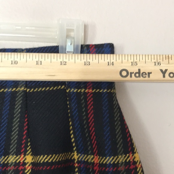 Classic clueless 100% wool tartan plain mini skirt size 10p - Picture 4 of 11